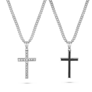 Colgante de cruz de doble cara (plata)